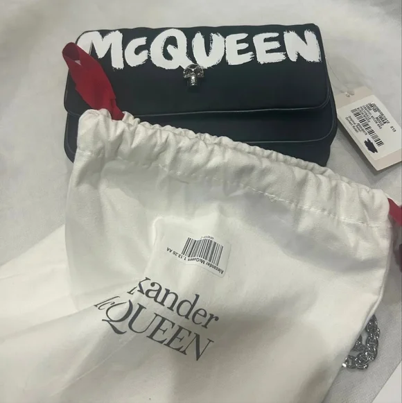 Alexander McQueen Graffiti Logo Nylon Skull Shoulder Bag NWT - Picture 8 of 8